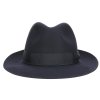 Luxusný modrý klobúk Fedora so stredným okrajom - Borsalino