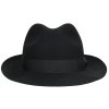 Luxusný čierny klobúk Fedora so strednou krempou - Borsalino