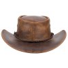 Austrálsky klobúk kožený - hnedý kožený klobúk OUTBACK LEGEND