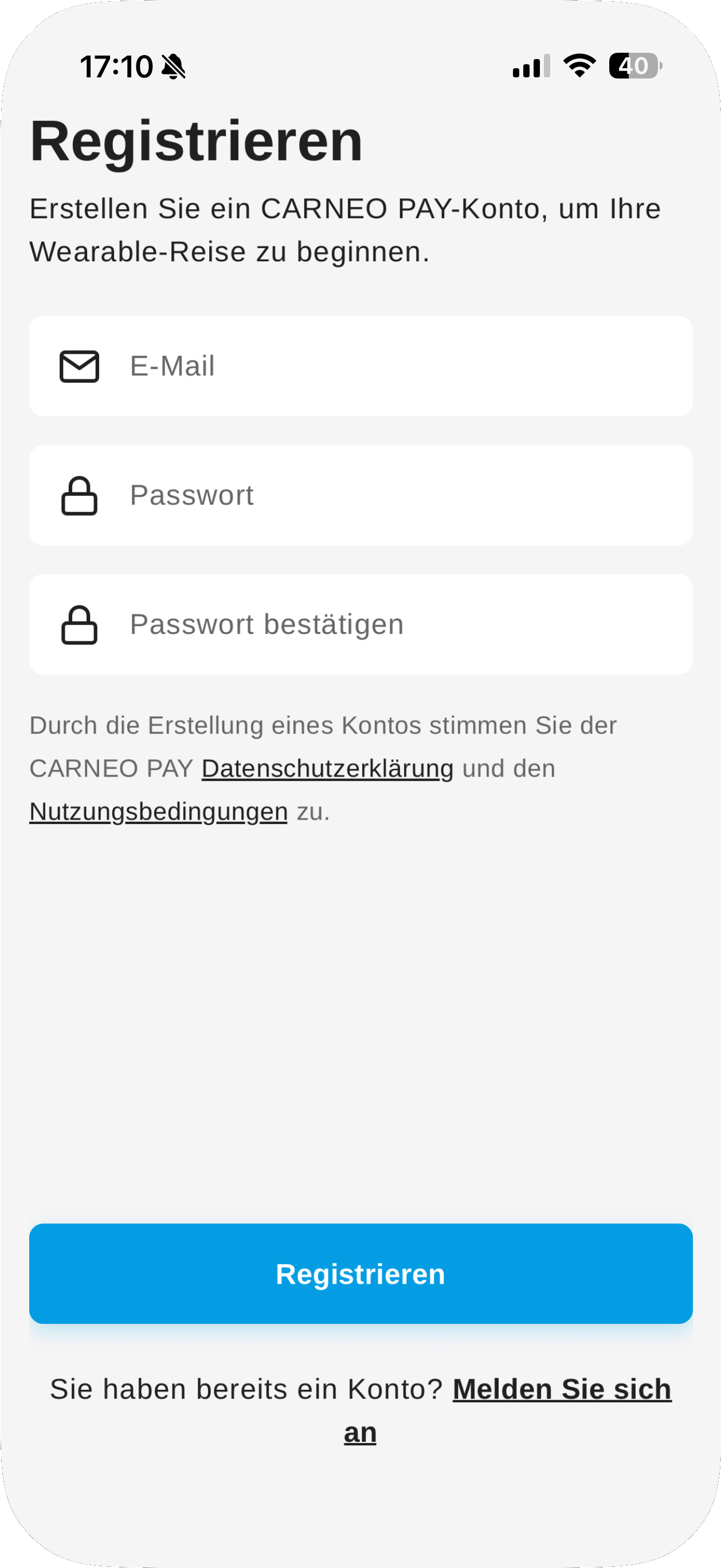 Kontoregistrierung