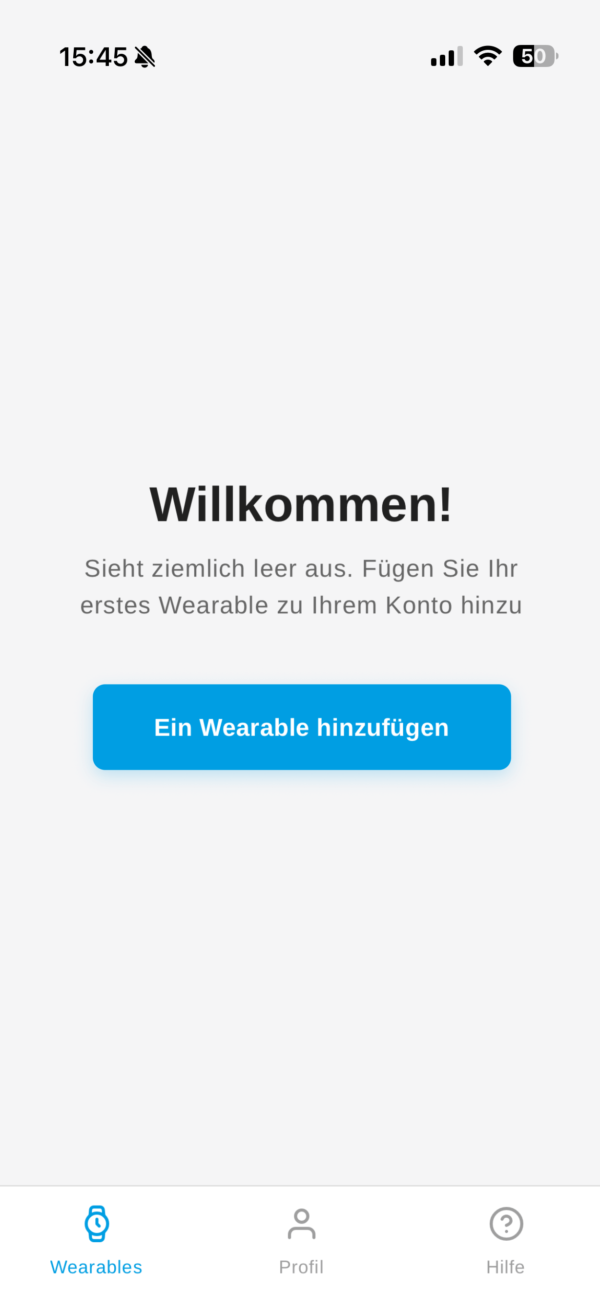 Startbildschirm der Carneo Pay App