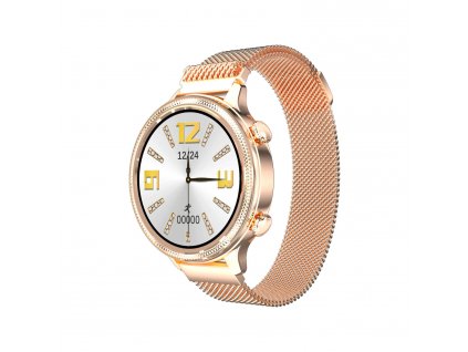 Chytré hodinky Carneo Gear+ Deluxe zlaté boční levý pohled