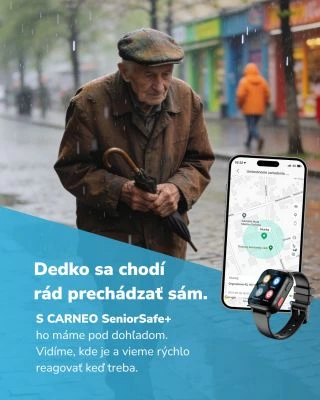 Chce si vyjsť na prechádzku. Tak ako vždy. Sám. A my chceme len jedno – vedieť, že je v poriadku. Carneo SeniorSafe+ nám...