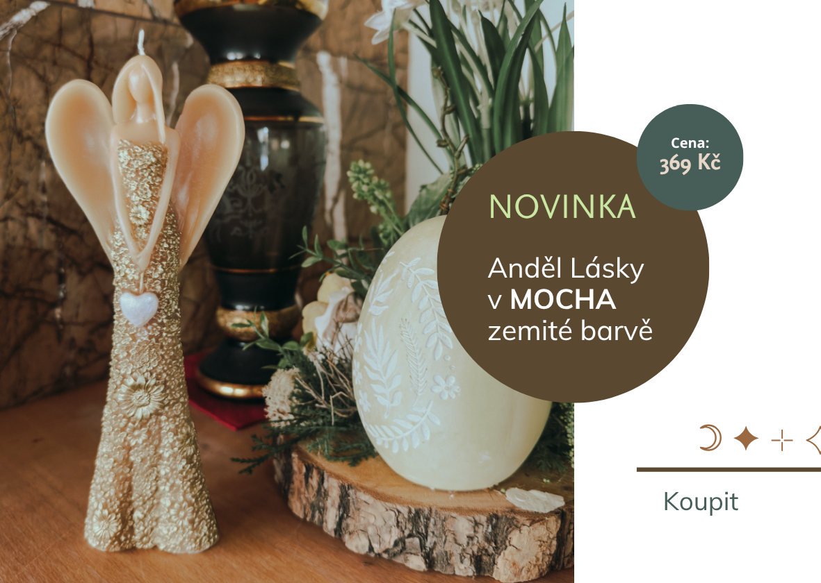 Svíčka Anděl Lásky v mocha zemité barvě