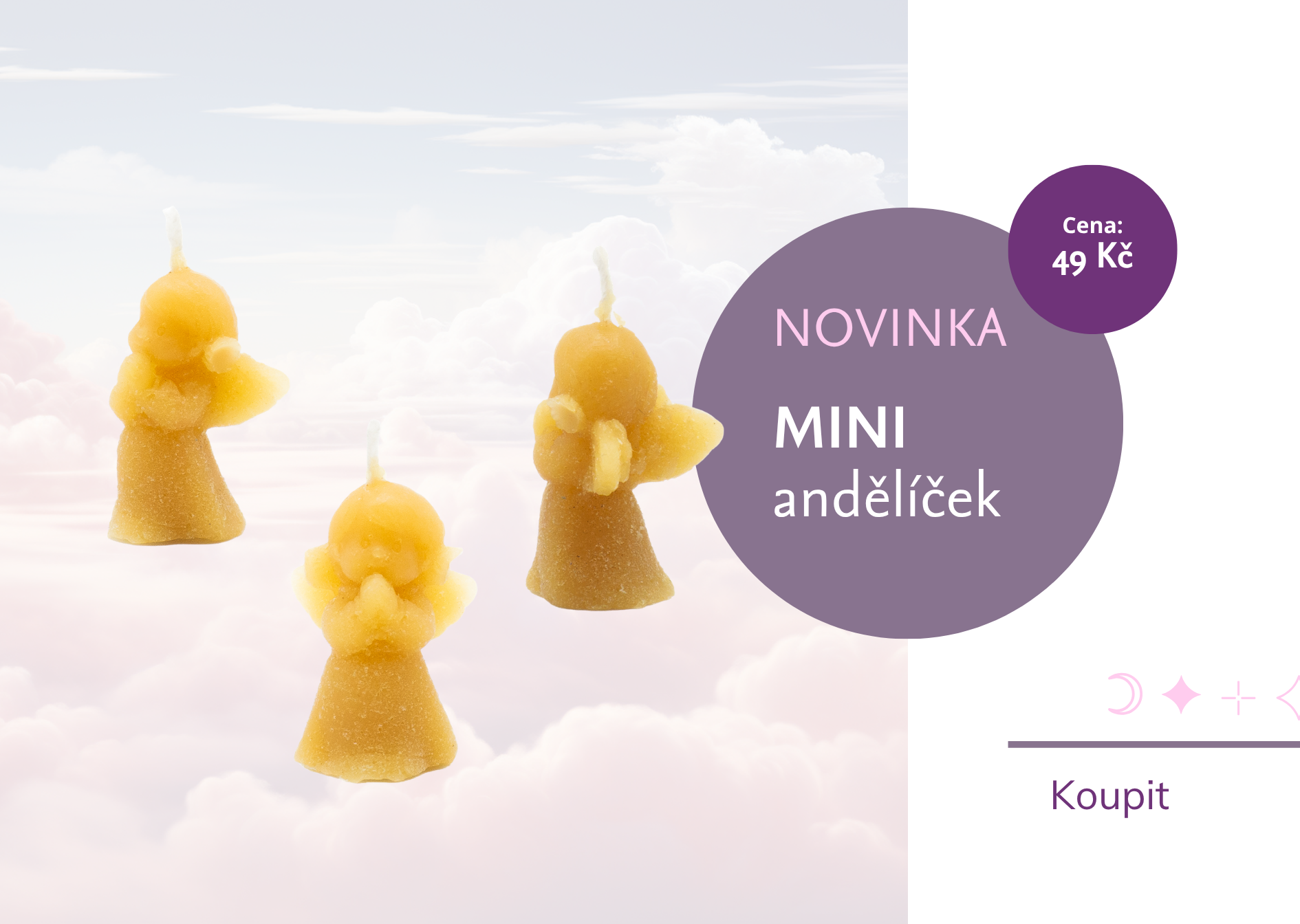 Mini andělíček svíčka za 49 Kč
