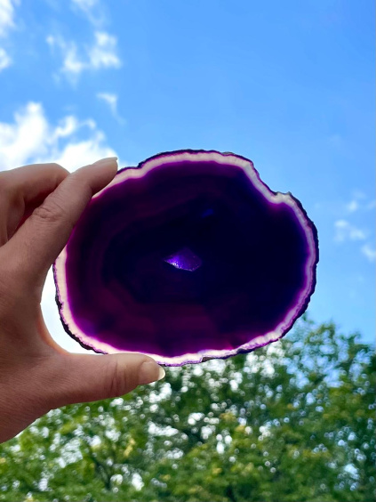 achát plátek barvený fialový