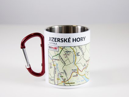 Nerezový hrníček - MAPrníček s karabinou: turistická mapa Jizerské hory