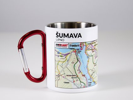 Nerezový hrníček - MAPrníček s karabinou: turistická mapa Šumava