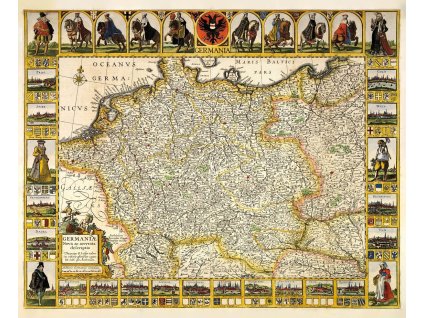 3517 eberhard cloppenburgh mapa nemecka kolorovana medirytina amsterdam 1630