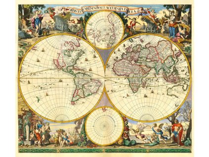 3523 frederick de wit 1629 1706 gerard valck 1650 1726 mapa sveta kolorovana medirytina amsterdam 1690