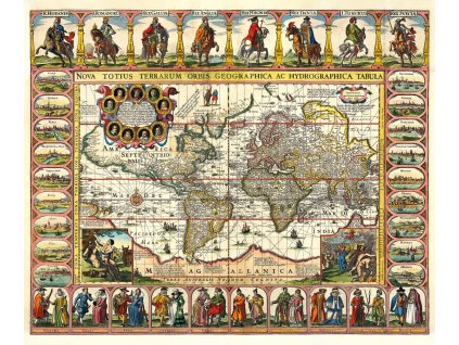 3565 petrus kaerius 1571 1646 johannes janssonius 1588 1664 mapa sveta kolorovana medirytina amsterdam 1632