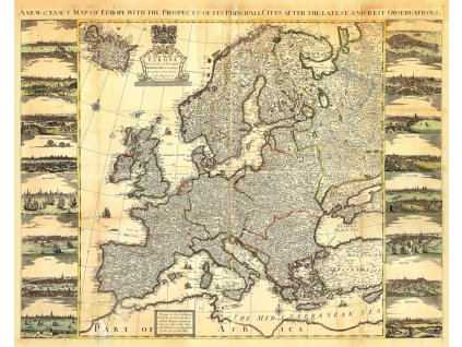 3583 henry overton 1675 1751 mapa evropy kolorovana medirytina londyn 1741