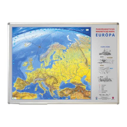Magnetická mapa Európy v hliníkovom ráme
