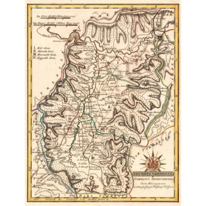 Historická mapa Turčianskej stolice - 1811 (Druh potlače Plagát rozmer 100x136 (papier posterový, 200g, satinovaný))