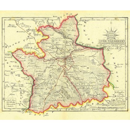 Historická mapa Rábskej stolice - 1811. (Druh potlače Plagát rozmer 100x84(papier posterový, 200g, satinovaný))