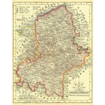 Historická mapa Novohradskej stolice - 1811 (Druh potlače Plagát rozmer 100x129 (papier posterový, 200g, satinovaný))