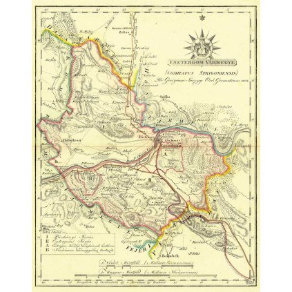 Historická mapa Ostrihomskej stolice - 1811 (Druh potlače Plagát rozmer 100x128 (papier posterový, 200g, satinovaný))