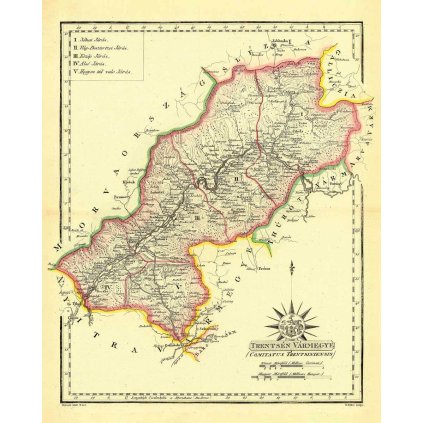 Historická mapa Trenčianskej stolice - 1811 (Druh potlače Plagát rozmer 100x125 (papier posterový, 200g, satinovaný))