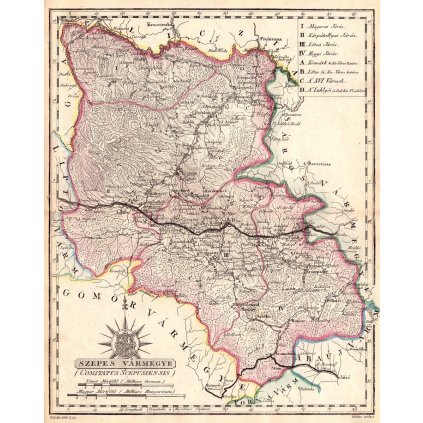 Historická mapa Spišskej stolice - 1811 (Druh potlače Plagát rozmer 100x126 (papier posterový, 200g, satinovaný))