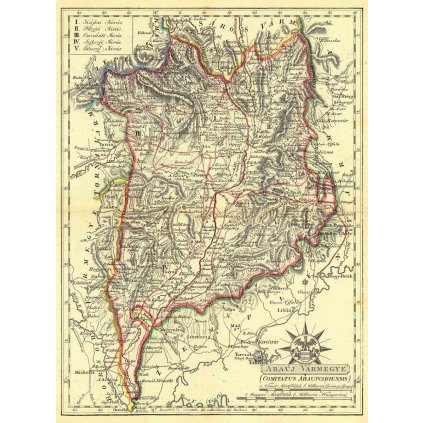 DEMETER GÖRÖG (1760-1833): Mapa Abovskej stolice. Kolorovaná medirytina. Budapešť, 1811. (Druh potlače Plagát rozmer 100x136(papier posterový, 200g, satinovaný))