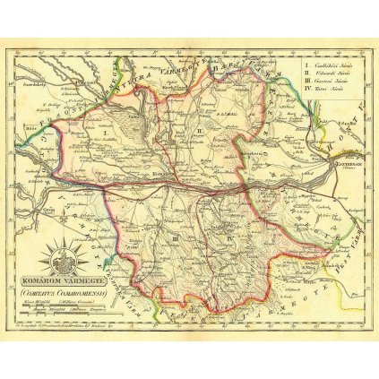 Historická mapa Komárňanskej stolice - 1811 (Druh potlače Plagát rozmer 100x80(papier posterový, 200g, satinovaný))