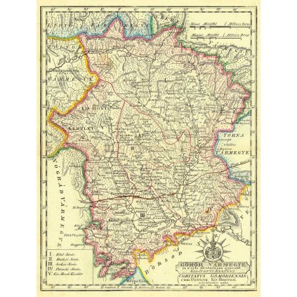 DEMETER GÖRÖG (1760-1833): Mapa Gemerskej stolice a Malohontu. Kolorovaná medirytina. Budapešť, 1811. (Druh potlače Plagát rozmer 100x133(papier posterový, 200g, satinovaný))
