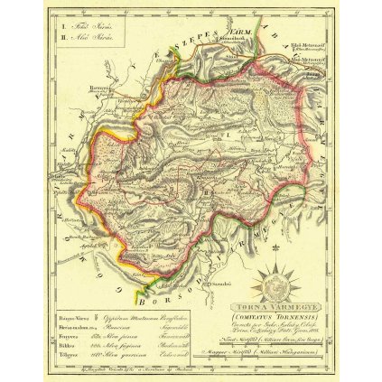 Historická mapa Turnianskej stolice - 1811 (Druh potlače Plagát rozmer 100x129(papier posterový, 200g, satinovaný))