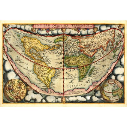 GERARD DE JODE (1509-1591): Mapa sveta. Kolorovaná medirytina. Antverpy, 1578. (Druh potlače Plagát rozmer 100x68 (papier posterový, 200g, satinovaný))