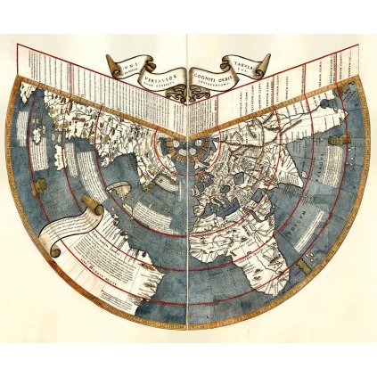 JOHANNES RUYSCH (1460–1533): Mapa sveta. Kolorovaný drevorez. Rím, 1508. (Druh potlače Plagát rozmer 100x82 (papier posterový, 200g, satinovaný))