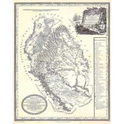 JOSEF MARX VON LICHTENSTERN (1765-1828): Mapa Bratislavskej stolice. Medirytina. Viedeň. 1795. (Druh potlače Plagát rozmer 100x126 (papier posterový, 200g, satinovaný))