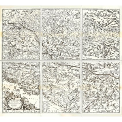 VINCENZO CORONELLI (1650-1718): Mapa Dunaja. Medirytina. Benátky, 1691. (Druh potlače Plagát rozmer 100x81(papier posterový, 200g, satinovaný))