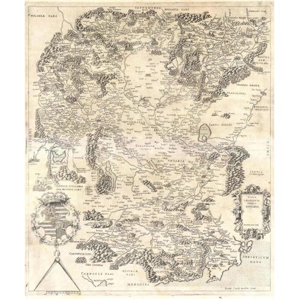 CLAUDIO DUCHETTI (?-1585): Mapa Uhorska. Medirytina. Rím, 1577. (Druh potlače Plagát rozmer 100x120 (papier posterový, 200g, satinovaný))