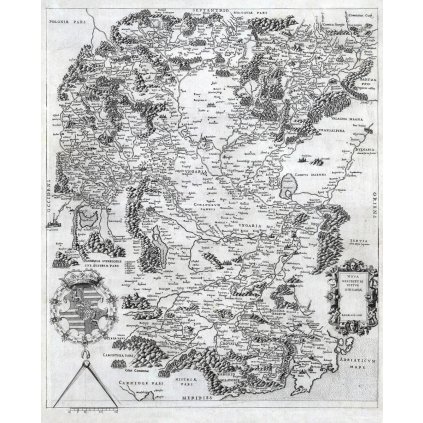 ANTONIO LAFRERI (1512-1577), MICHELE TRAMEZZINO (činný 1539-1579): Mapa Uhorska. Medirytina. ŘRm, 1559. (Druh potlače Plagát rozmer 100x124 (papier posterový, 200g, satinovaný))
