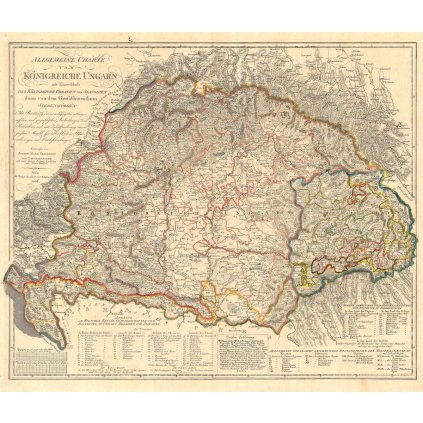 JOSEF MARX VON LICHTENSTERN (1765-1828):: Mapa Uhorska. Medirytina. Viedeň, 1806 (Druh potlače Plagát rozmer 100x85 (papier posterový, 200g, satinovaný))