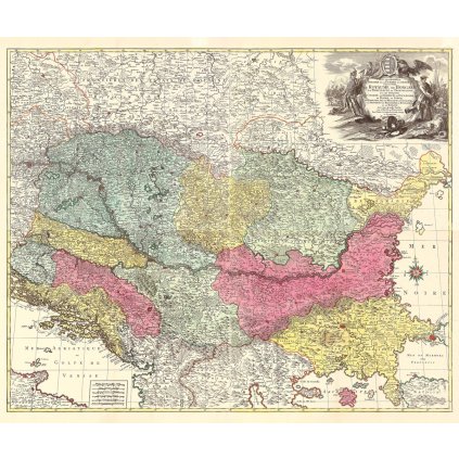 CONRAD TOBIAS LOTTER (1717-1777): Mapa Uhorsko. Kolorovaná medirytina. Augsburg, 1771 (Druh potlače Plagát rozmer 100x84 (papier posterový, 200g, satinovaný))