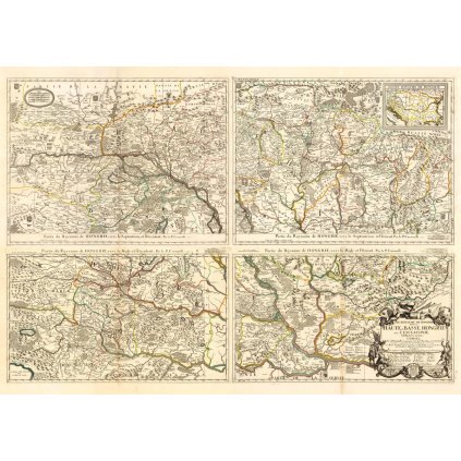 VINCENZO MARIA CORONELLI (1650–1718), JEAN BAPTISTE NOLIN I. (1657–1708): Mapa Uhorsko. Kolorovaná medirytina. Paríž, 1688. (Druh potlače Plagát rozmer 100x70 (papier posterový, 200g, satinovaný))