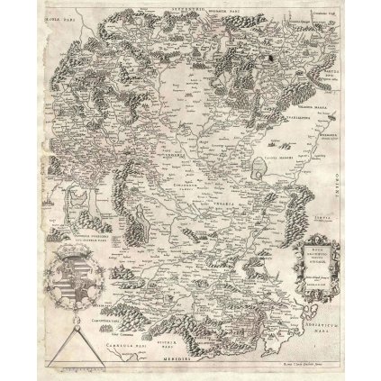 GIOVANNI ORLANDI (činný 1590-1640): Mapa Uhorsko. Medirytina. Rím, 1602. (Druh potlače Plagát rozmer 100x124 (papier posterový, 200g, satinovaný))