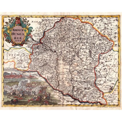 JOHANN ANDREAS PFEFFEL (1674-1748), MARTIN ENGELBRECHT (1684-1756): Mapa Uhorsko. Kolorovaná medirytina. Augsburg, 1739. (Druh potlače Plagát rozmer 100x80 (papier posterový, 200g, satinovaný))