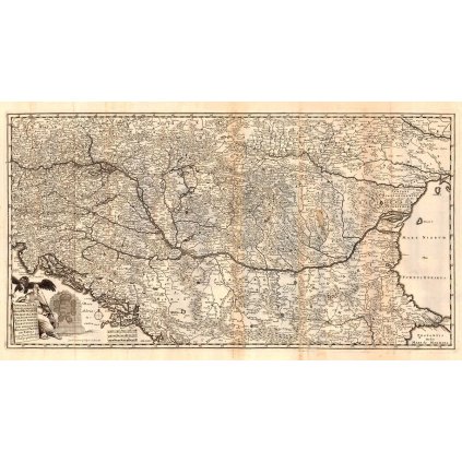 JACOB VON SANDRART (1630-1708): Mapa Uhorsko. Medirytina. Norimberk, 1666 (Druh potlače Plagát rozmer 100x56 (papier posterový, 200g, satinovaný))