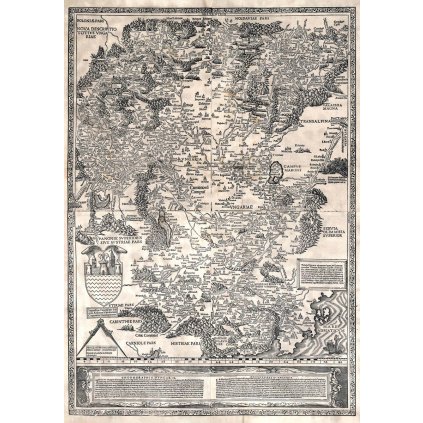 ANDREA GIOVANNI VAVASSORE (1495-1572): Mapa Uhorsko. Medirytina. Benátky, 1553. (Druh potlače Plagát rozmer 100x147 (papier posterový, 200g, satinovaný))