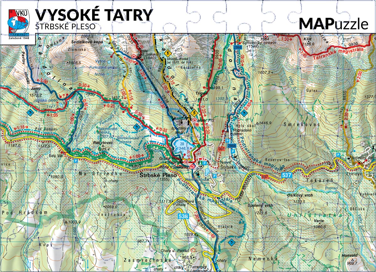 MAPuzzle - mapové puzzle A5 - rôzne turistické mapy Mapový podklad: Vysoké Tatry - Štrbské pleso