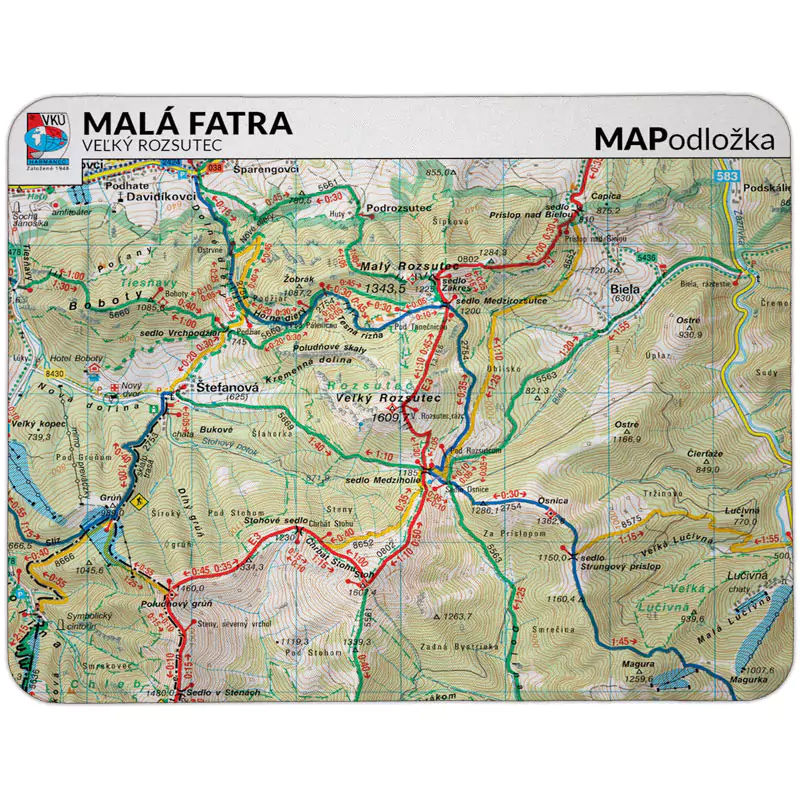 MAPodložka - pohodlná podložka pod myš - rôžne motívy Územie: Mapa Malá Fatra, Veľký Rozsutec