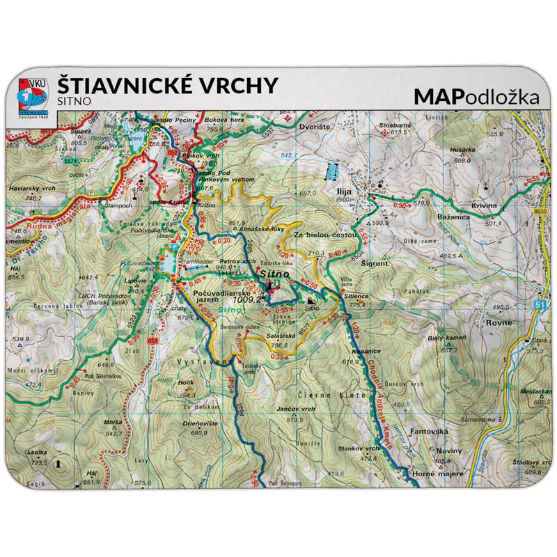 MAPodložka - pohodlná podložka pod myš - rôžne motívy Územie: Mapa Štiavnické Vrchy, Sitno