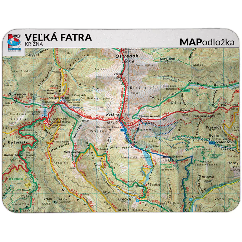 MAPodložka - pohodlná podložka pod myš - rôžne motívy Územie: Mapa Veľká Fatra, Krížna