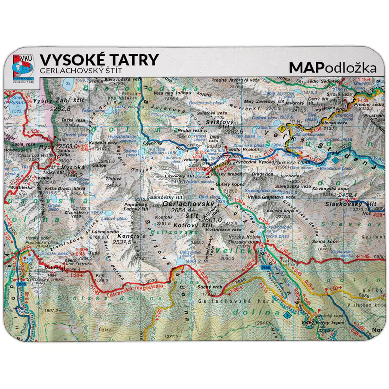MAPodložka - pohodlná podložka pod myš - rôžne motívy Územie: Mapa Vysoké Tatry, Gerlachovský štit