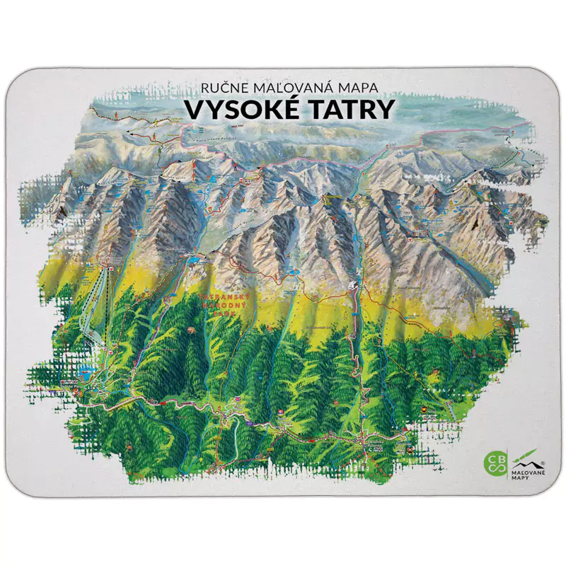 MAPodložka - pohodlná podložka pod myš - rôžne motívy Územie: Maľovaná mapa Vysoké Tatry