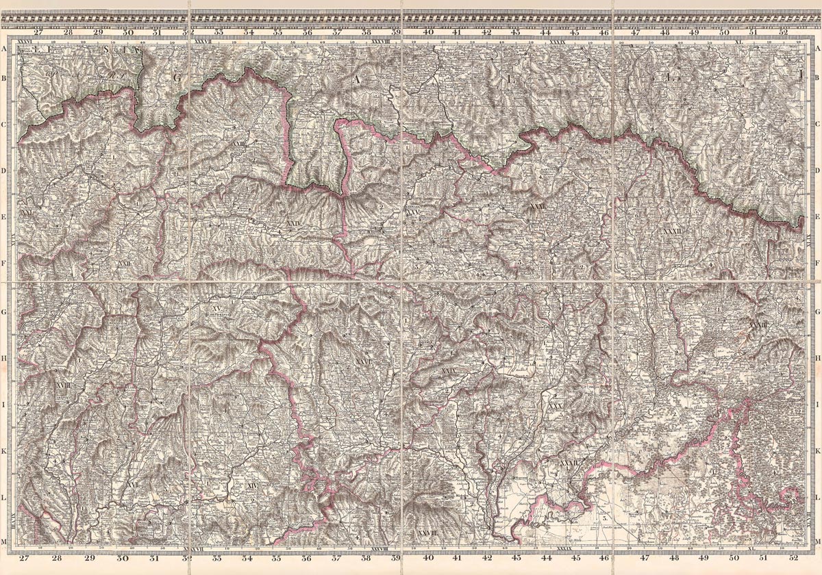 Historická mapa - Uhorsko - Kolorovaná medirytina od Jána Lipského  - Reprodukcia dekoračnej historickej mapy na stenu Druh potlače: Exkluzívne…