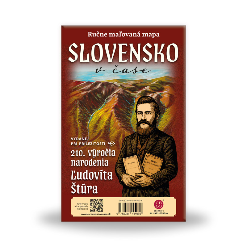 Slovensko v čase - ručne maľovaná mapa - skladaná