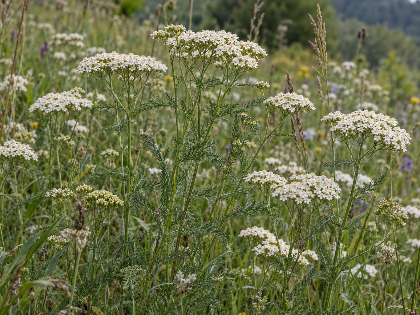 Rebríček obyčajný – prirodzený botanický detail