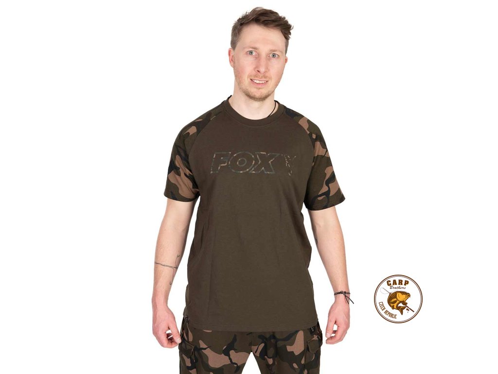 Fox Khaki/Camo Outline T-Shirt (Varianta khaki / Camo Outline T - small)